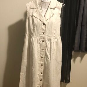 Petal & Pup White Sleeveless Button-Front Midi Dress